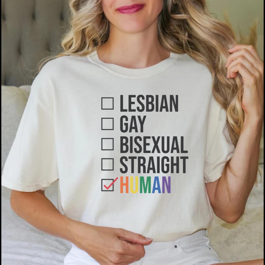 Lesbian Gay Strraight Human Checkbox Shirt