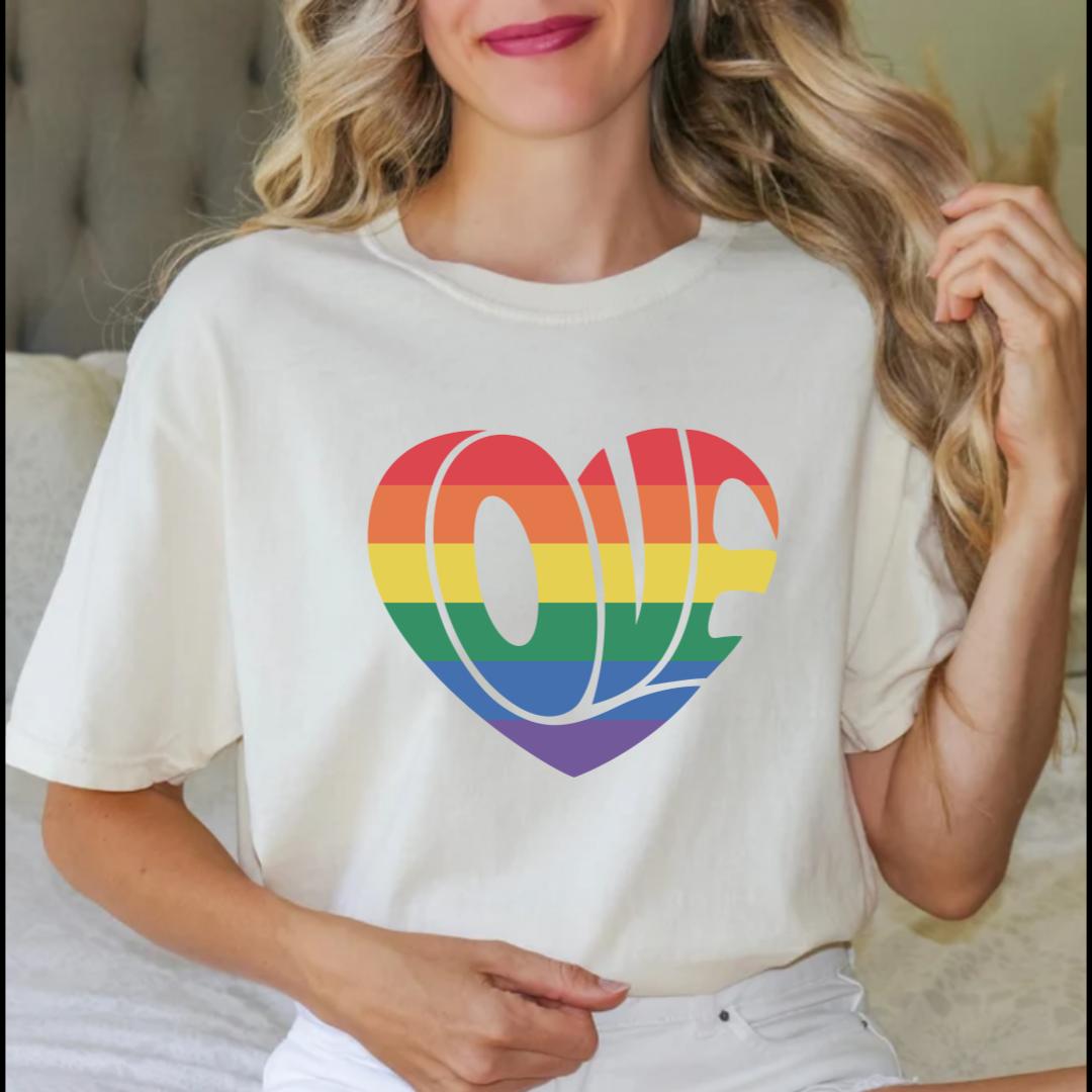Pride Month Love Heart Rainbow Shirt