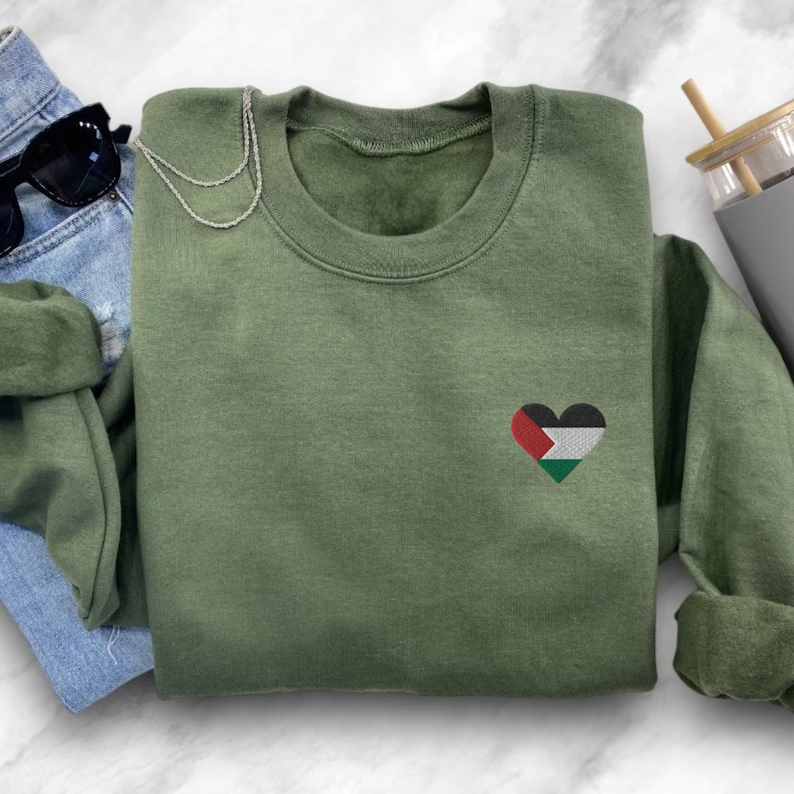 Embroidered Palestine Flag Heart Sweatshirt