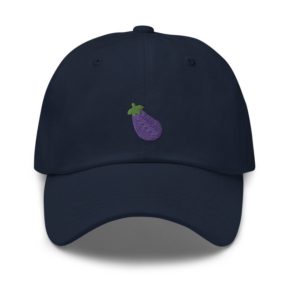 Eggplant Emoji Embroidered Dad Hat