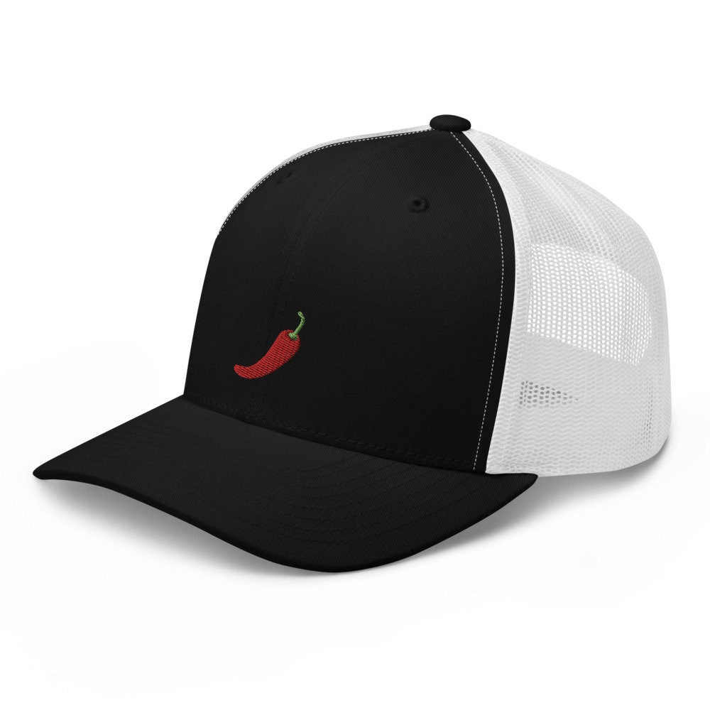 Red Chili Pepper Embroidered Trucker Hat, Mesh Cap Gift