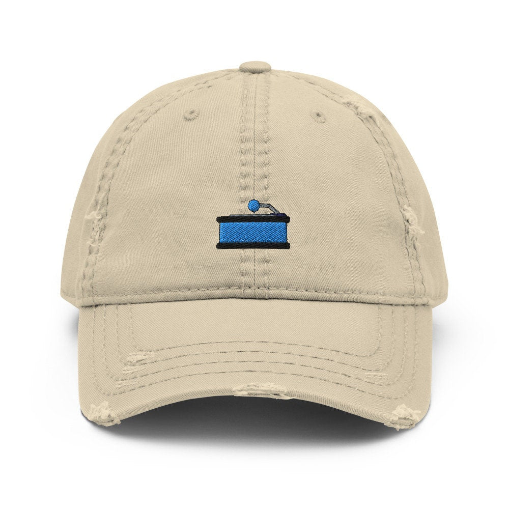 Vinyl Record Player Embroidered Distressed Embroidered Dad Hat, Frayed Cap Gift