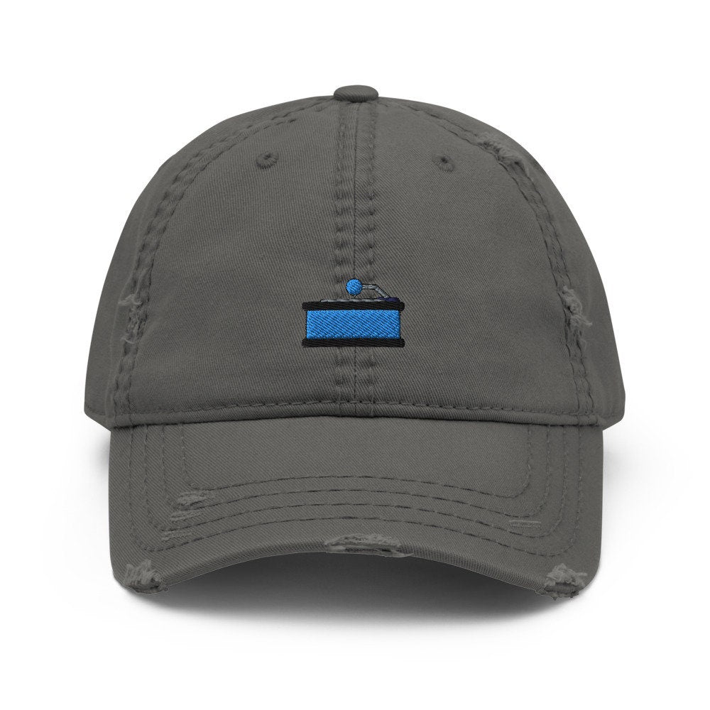 Vinyl Record Player Embroidered Distressed Embroidered Dad Hat, Frayed Cap Gift