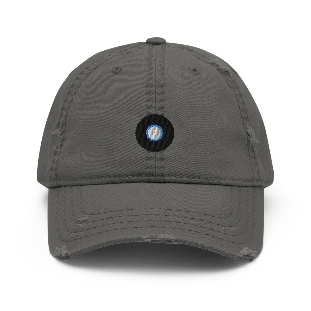 Vinyl Record Embroidered Distressed Embroidered Dad Hat, Frayed Cap Gift
