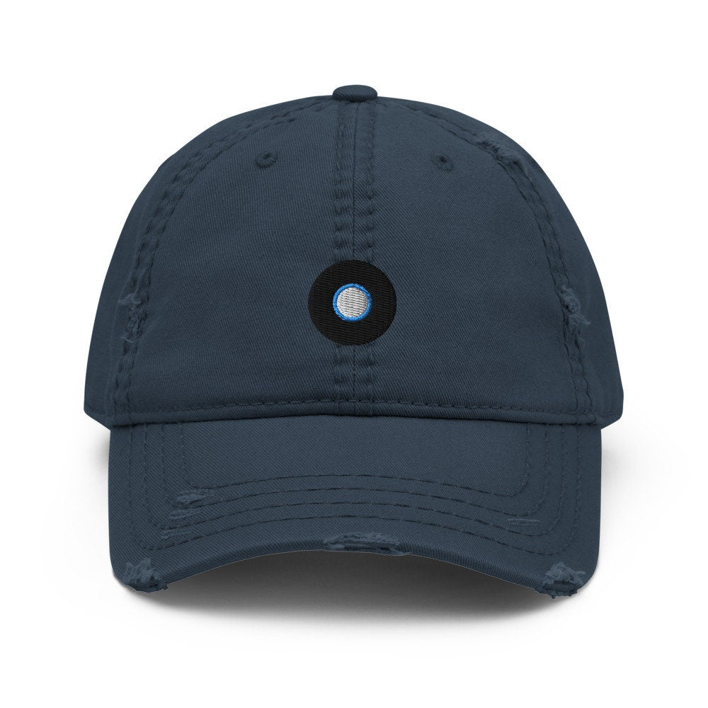 Vinyl Record Embroidered Distressed Embroidered Dad Hat, Frayed Cap Gift