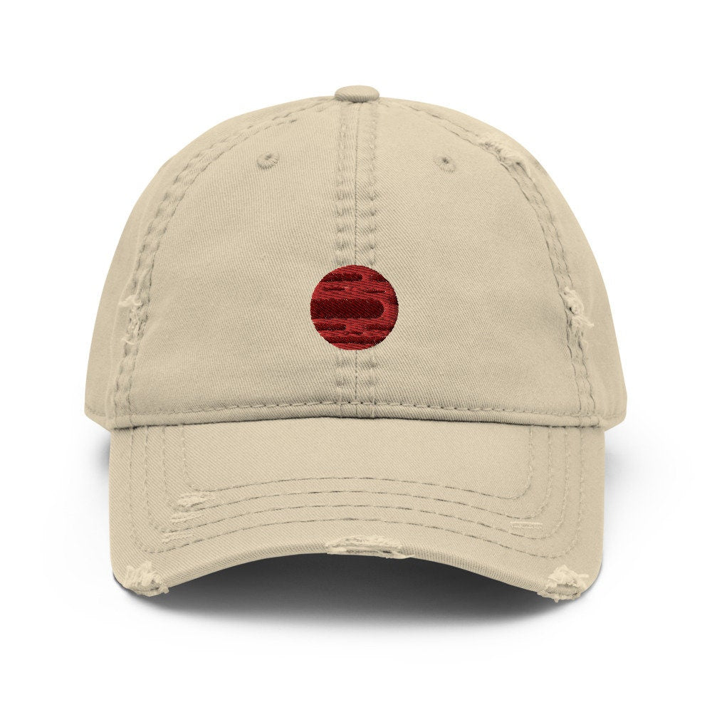 Planet Mars Embroidered Distressed Embroidered Dad Hat, Frayed Cap Gift
