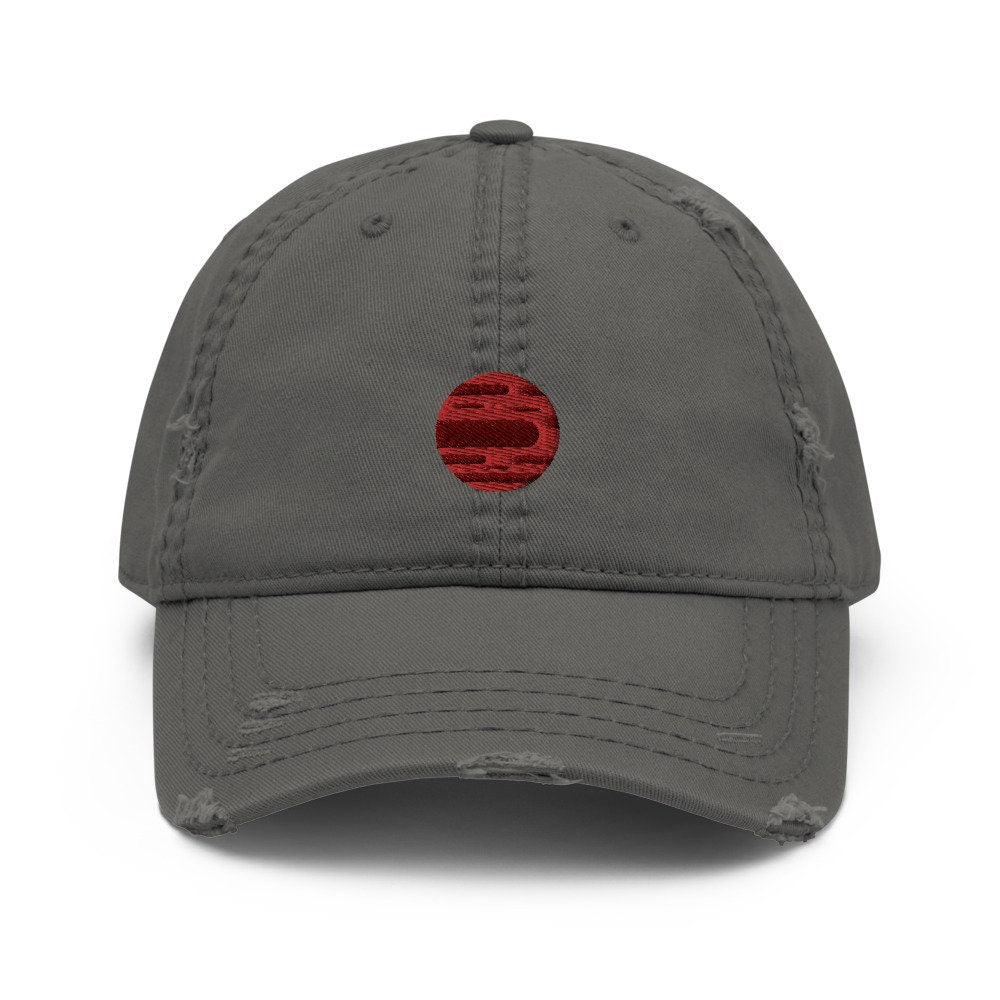 Planet Mars Embroidered Distressed Embroidered Dad Hat, Frayed Cap Gift