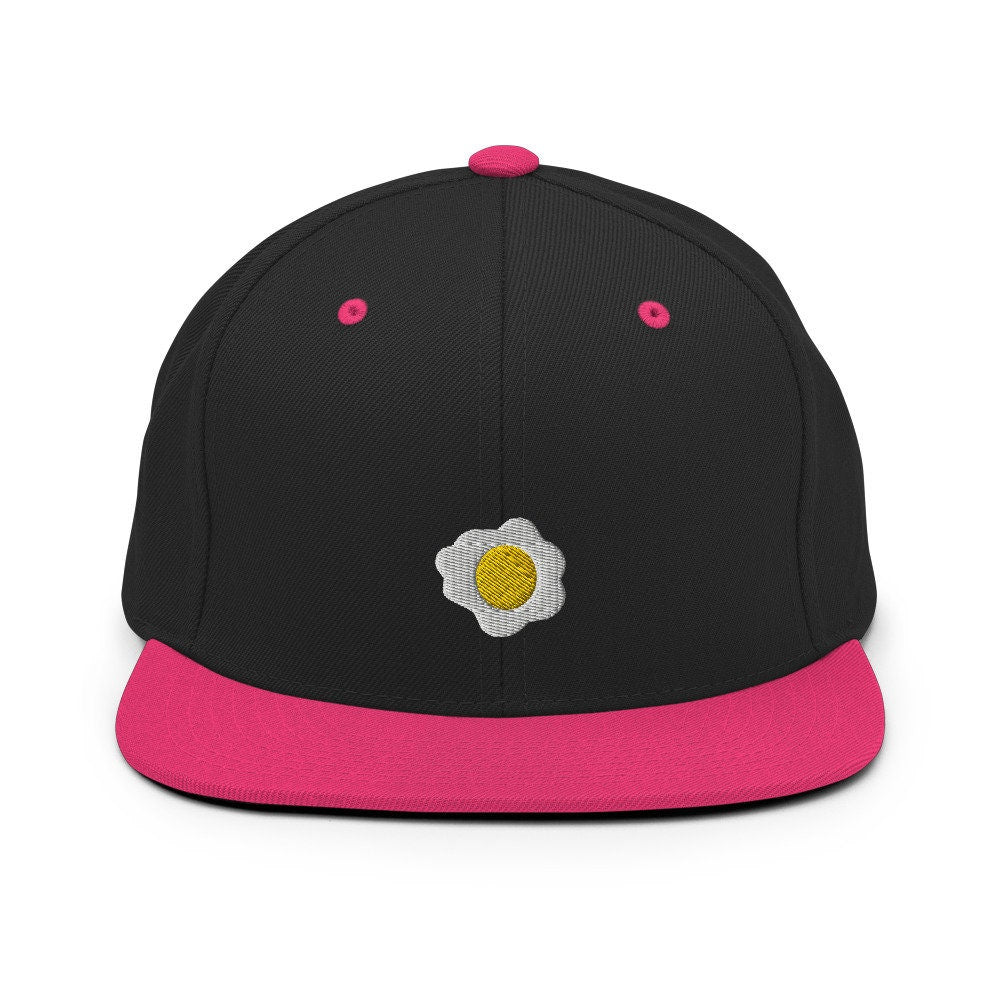 Sunny-Side Up Egg Embroidered Snapback Hat, Cap Gift, Embroidered Snapback Hat, Flat Bill Snapback