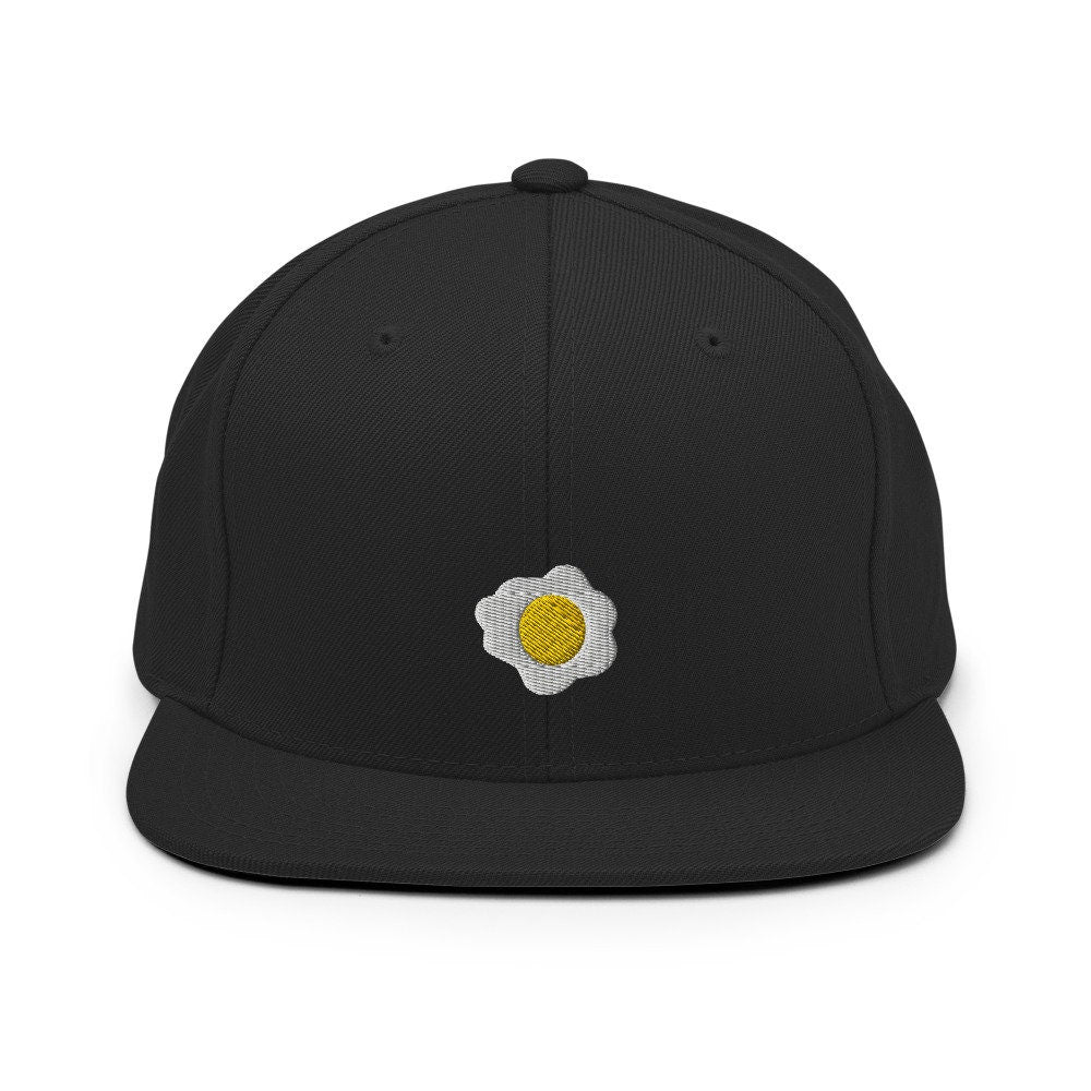 Sunny-Side Up Egg Embroidered Snapback Hat, Cap Gift, Embroidered Snapback Hat, Flat Bill Snapback