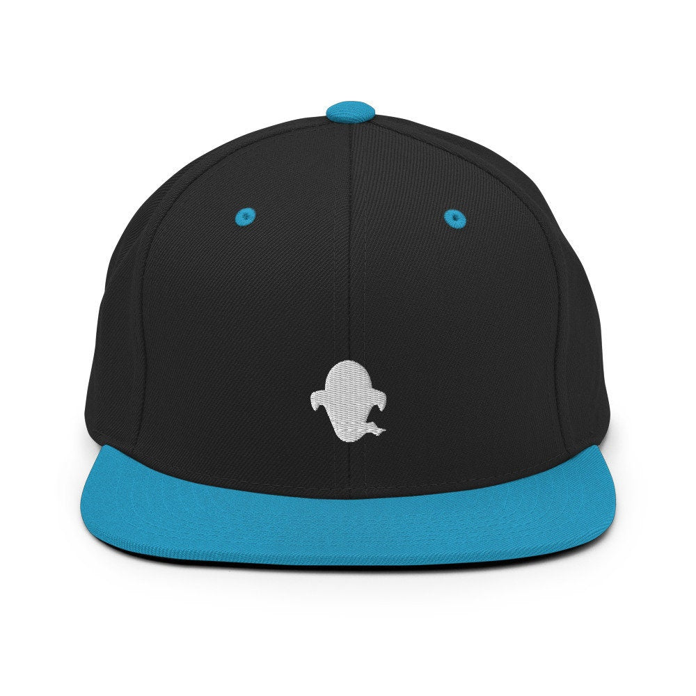 Spooky Ghost Embroidered Snapback Hat, Cap Gift, Embroidered Snapback Hat, Flat Bill Snapback