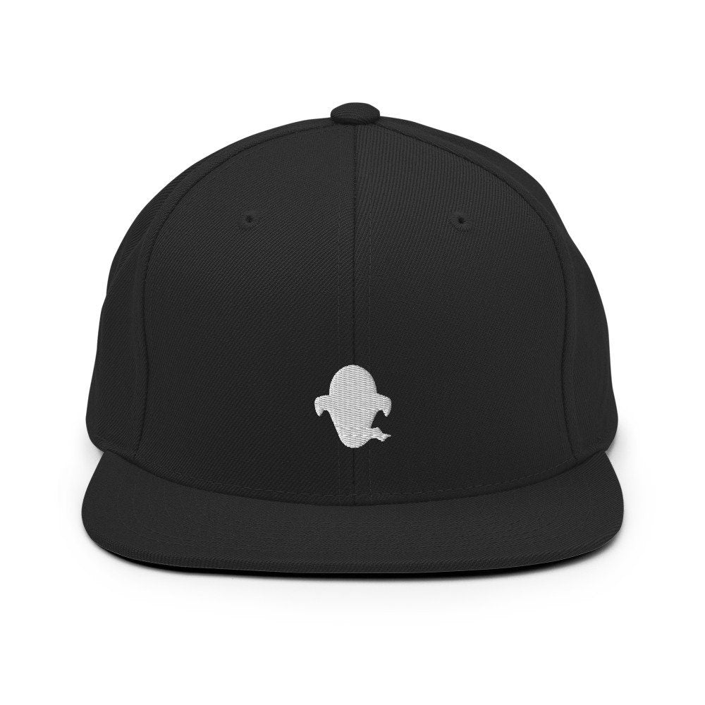 Spooky Ghost Embroidered Snapback Hat, Cap Gift, Embroidered Snapback Hat, Flat Bill Snapback