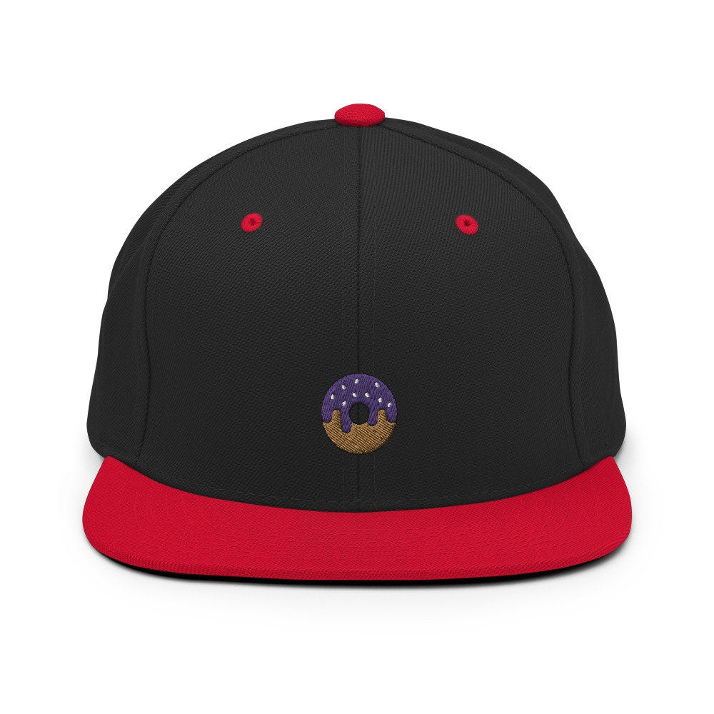 Sprinkled Donut Embroidered Snapback Hat, Cap Gift, Embroidered Snapback Hat, Flat Bill Snapback
