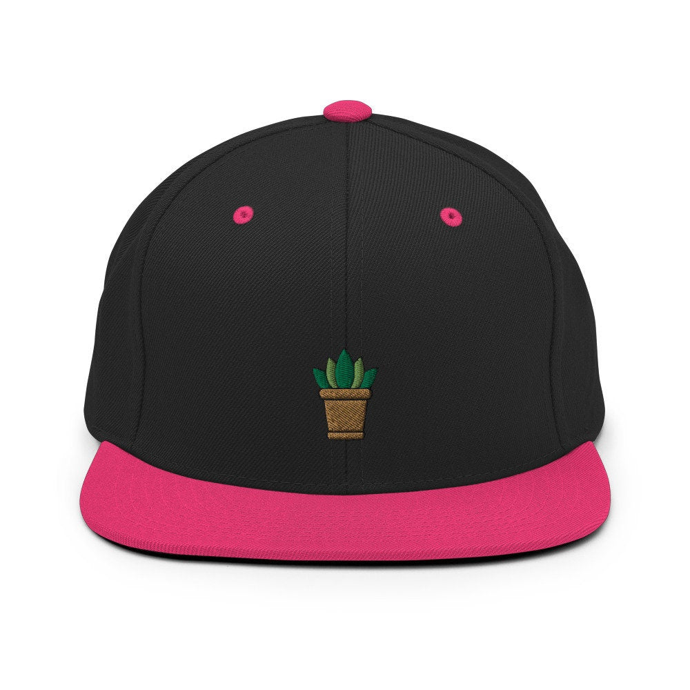 Succulent Plant Embroidered Snapback Hat, Cap Gift, Embroidered Snapback Hat, Flat Bill Snapback