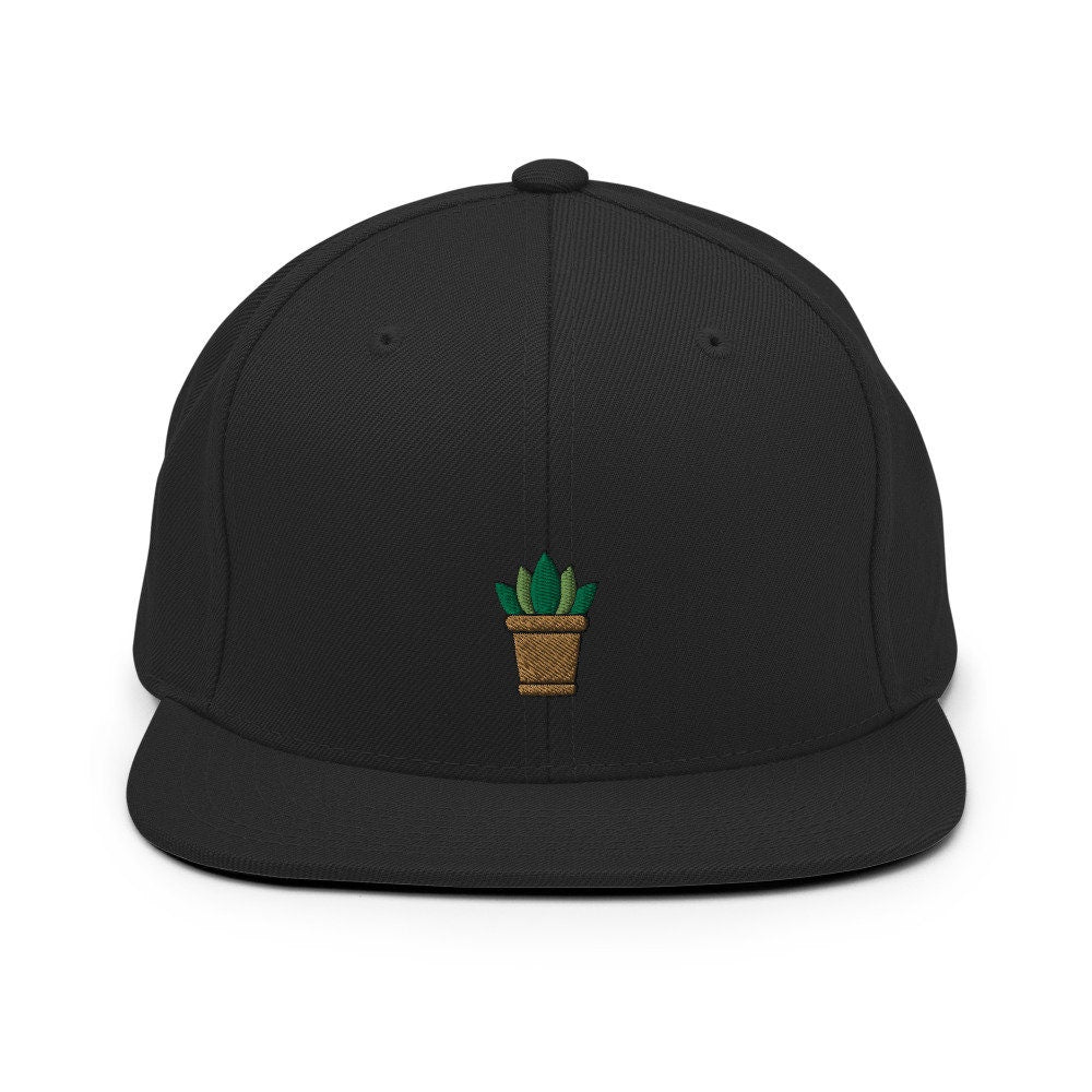 Succulent Plant Embroidered Snapback Hat, Cap Gift, Embroidered Snapback Hat, Flat Bill Snapback