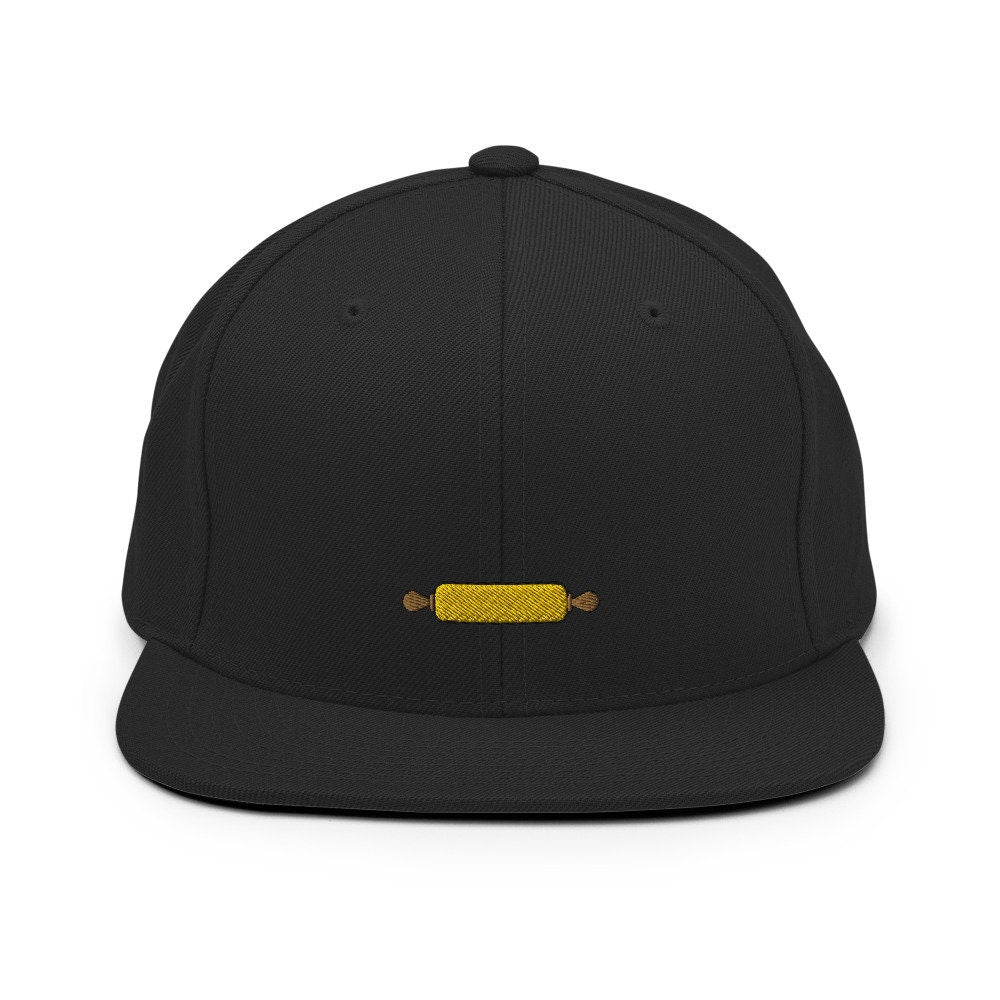 Baking Rolling Pin Embroidered Snapback Hat, Cap Gift, Embroidered Snapback Hat, Flat Bill Snapback