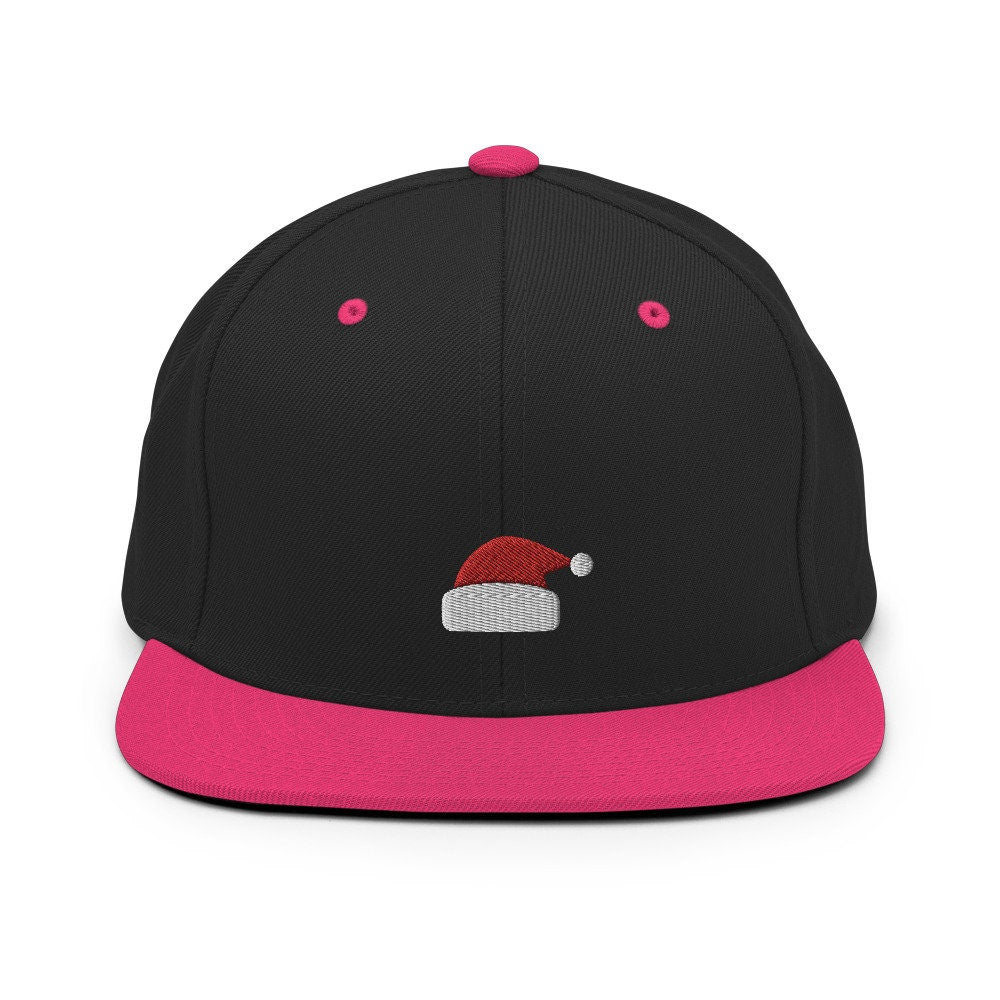 Christmas Santa Claus Hat Embroidered Snapback Hat, Cap Gift, Embroidered Snapback Hat, Flat Bill Snapback