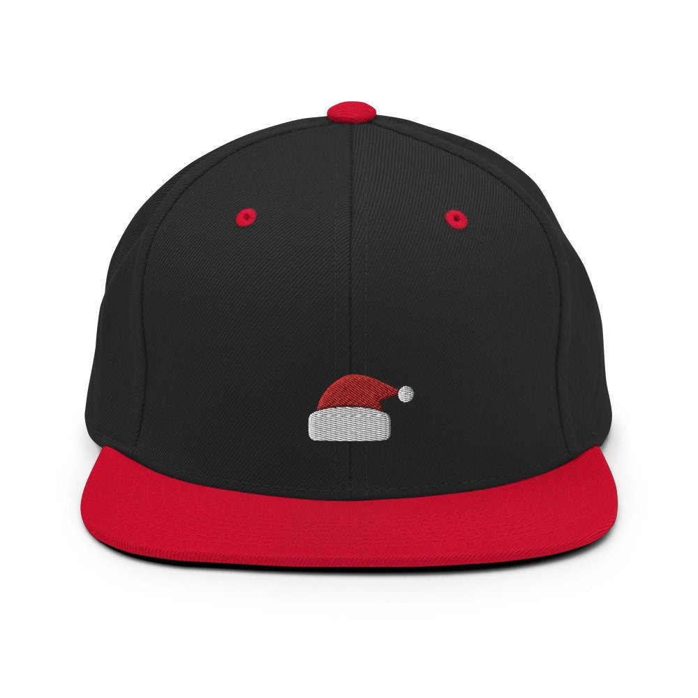Christmas Santa Claus Hat Embroidered Snapback Hat, Cap Gift, Embroidered Snapback Hat, Flat Bill Snapback