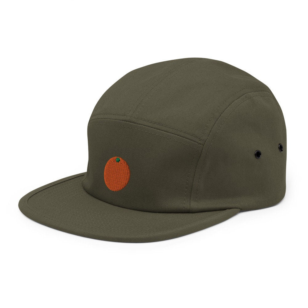 Orange Fruit Embroidered Five Panel Cap, Hat Gift