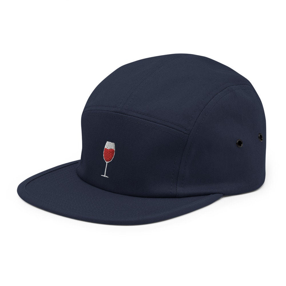 Wine Glass Embroidered Five Panel Cap, Hat Gift