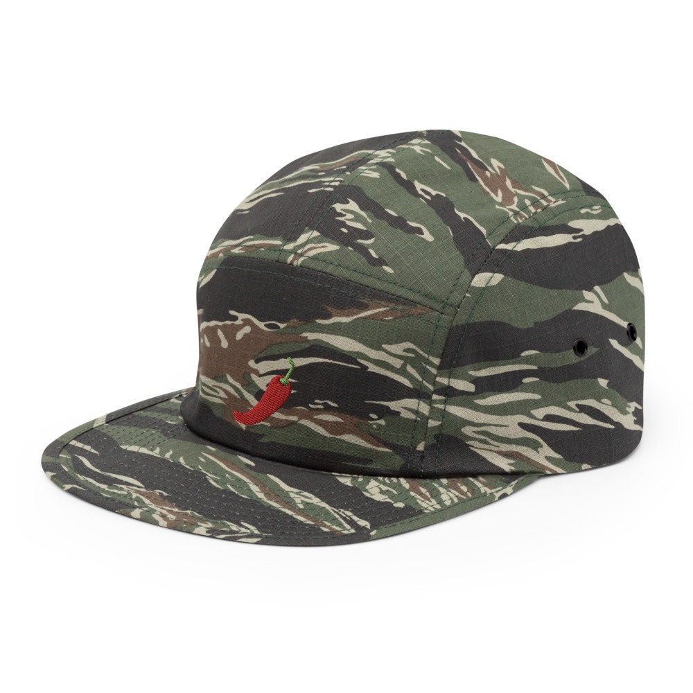 Red Chili Pepper Embroidered Five Panel Cap, Hat Gift