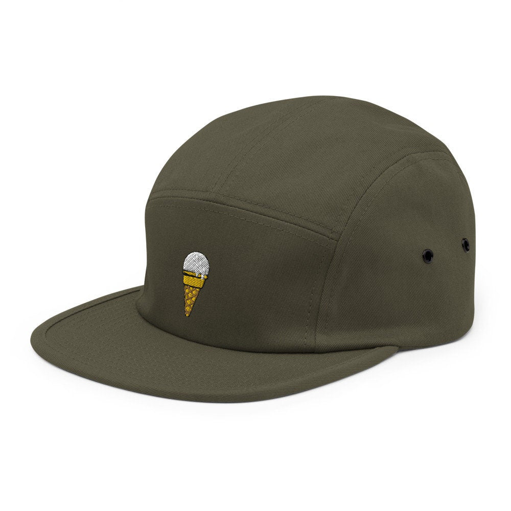 Vanilla Ice Cream Cone Embroidered Five Panel Cap, Hat Gift