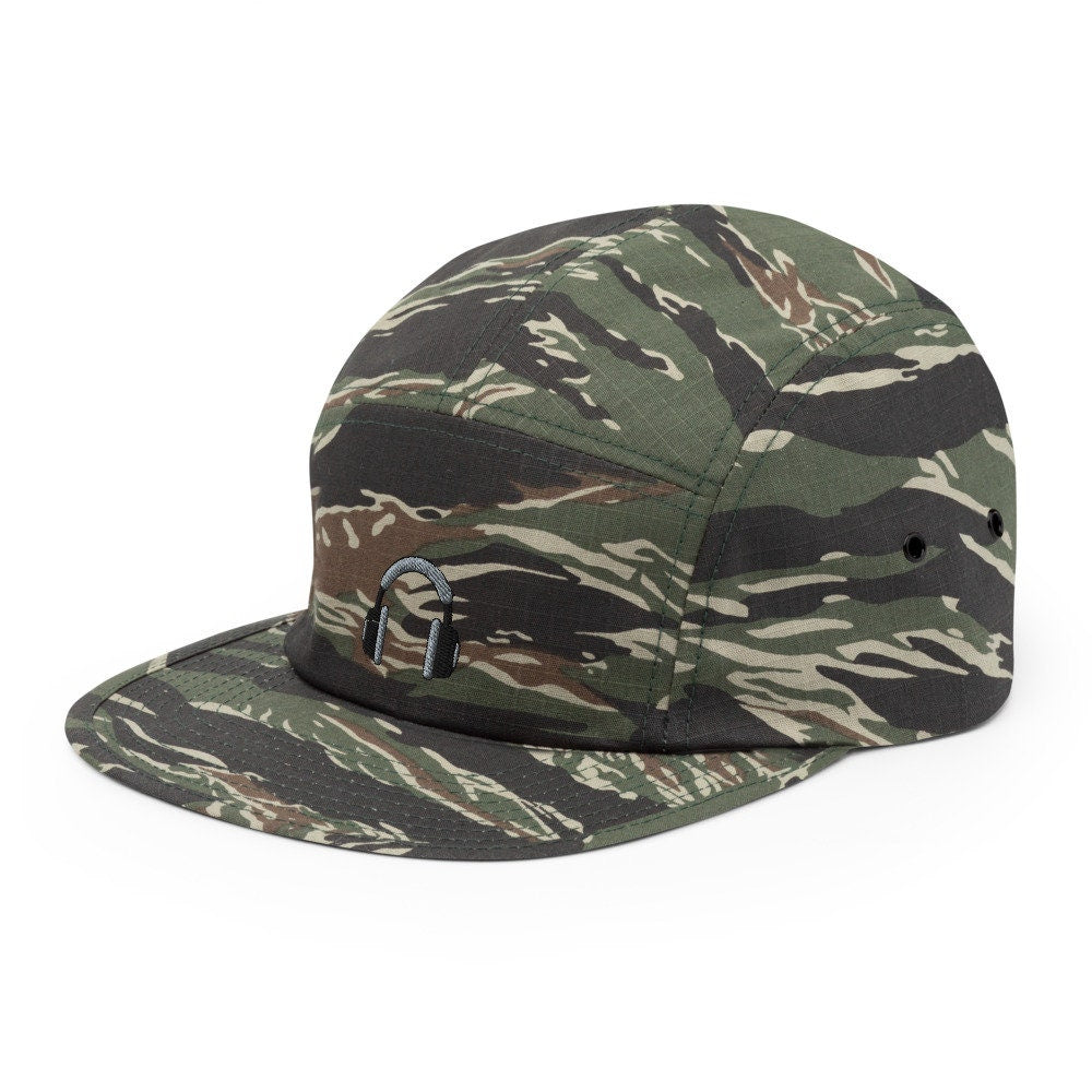 DJ Headphones Embroidered Five Panel Cap, Hat Gift