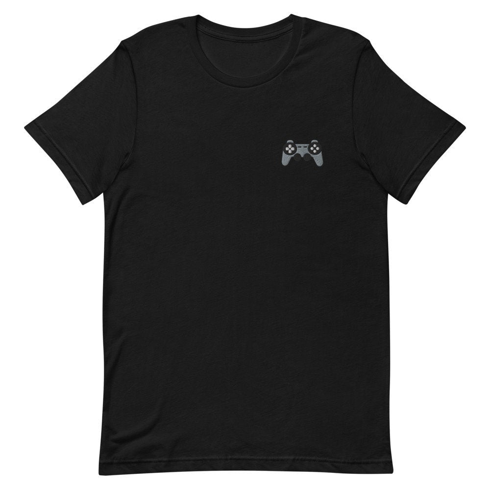 Gaming Console Game Controller Embroidered Men's T-Shirt Gift for Boyfriend, Men's Short Sleeve Shirt - Multiple Colors