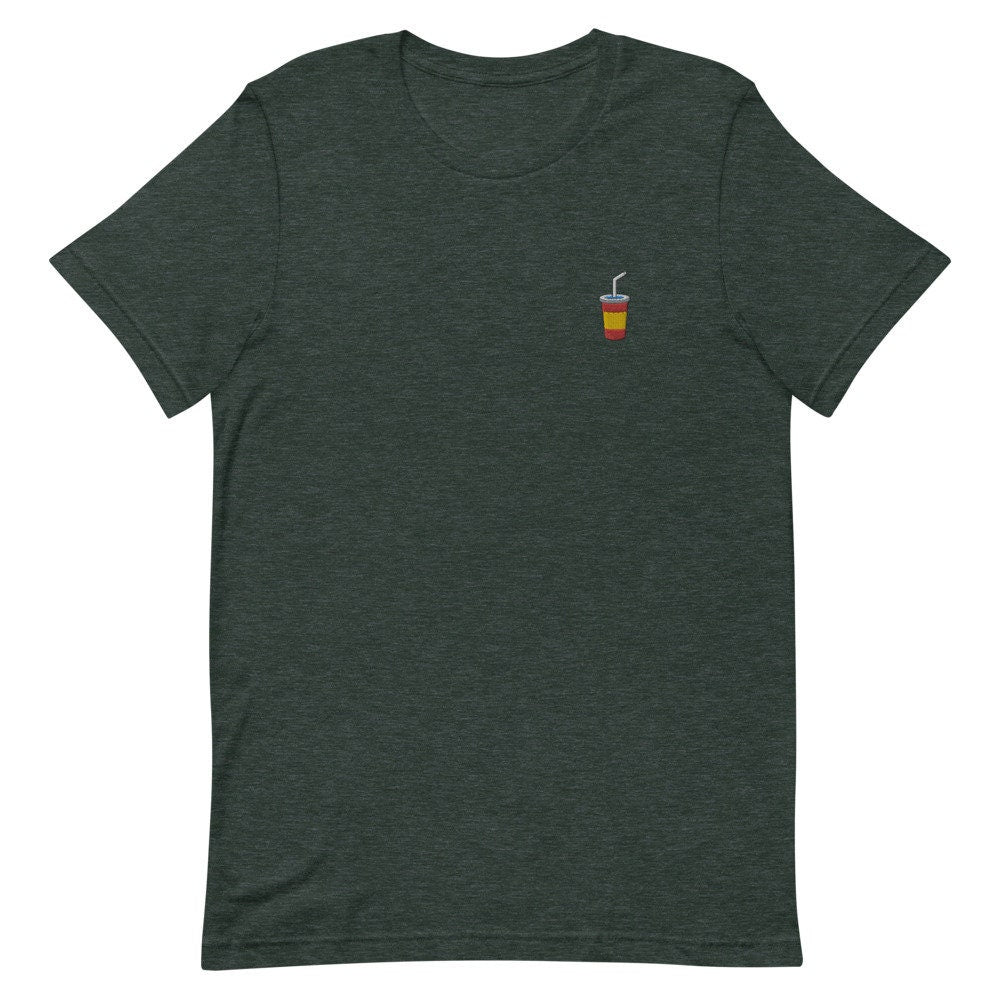 Soda & Soft Drink Plastic Cup Embroidered Men's T-Shirt Gift for Boyfriend, Men's Short Sleeve Shirt - Multiple Colors