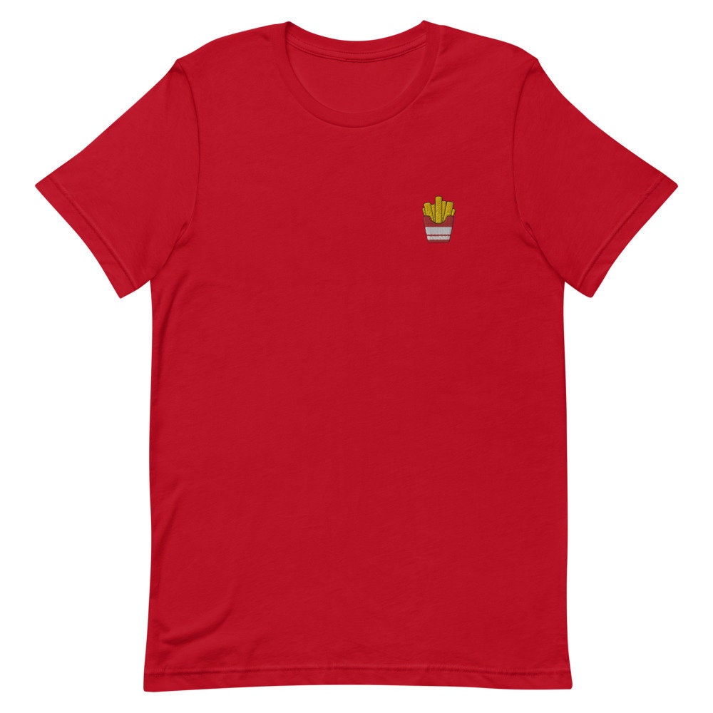 French Fry Embroidered Men's T-Shirt Gift for Boyfriend, Men's Short Sleeve Shirt - Multiple Colors