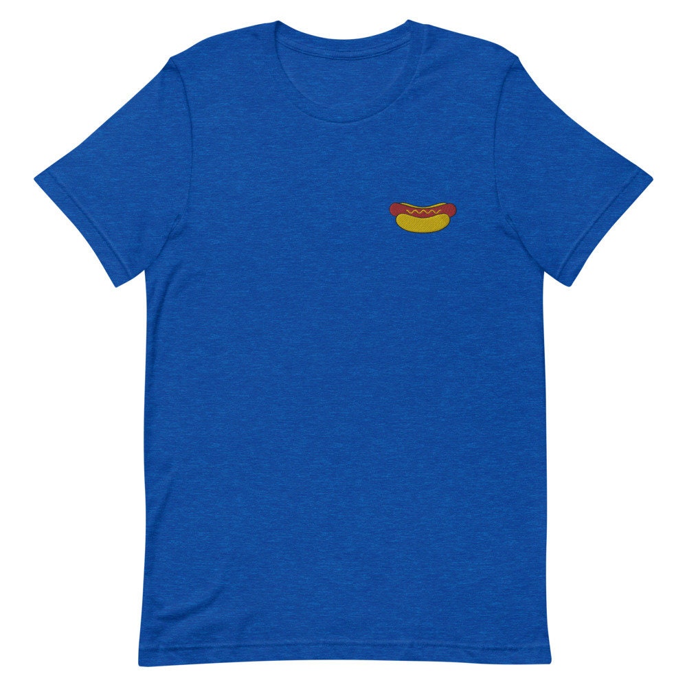 Hot Dog Embroidered Men's T-Shirt Gift for Boyfriend, Men's Short Sleeve Shirt - Multiple Colors