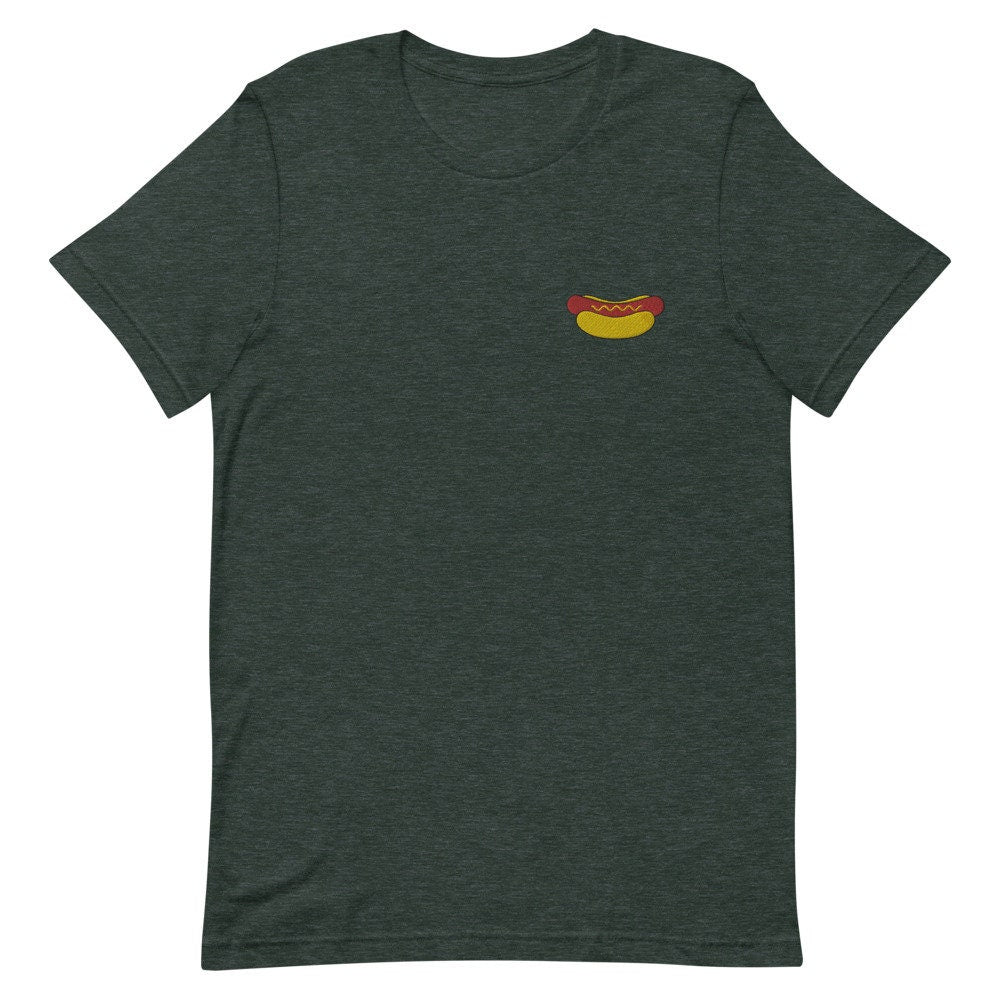 Hot Dog Embroidered Men's T-Shirt Gift for Boyfriend, Men's Short Sleeve Shirt - Multiple Colors