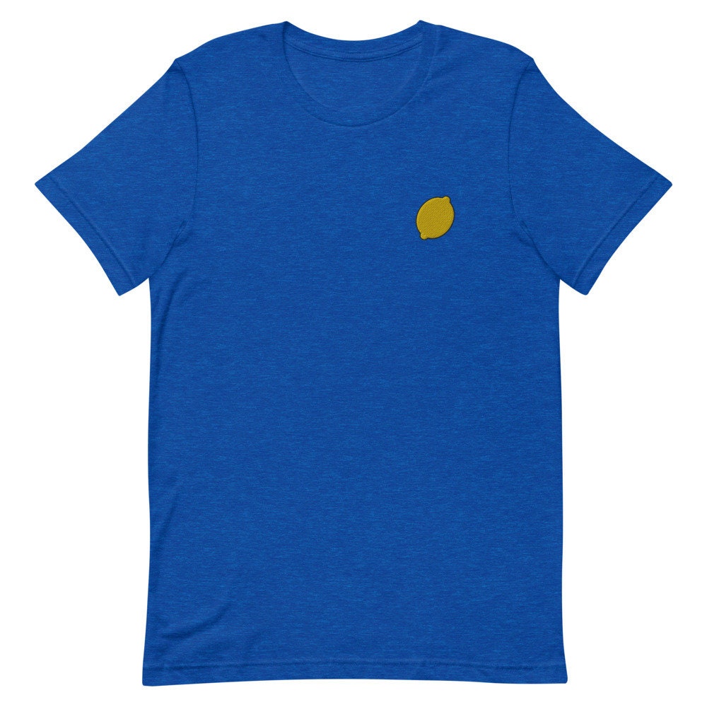 Lemon Fruit Embroidered Men's T-Shirt Gift for Boyfriend, Men's Short Sleeve Shirt - Multiple Colors