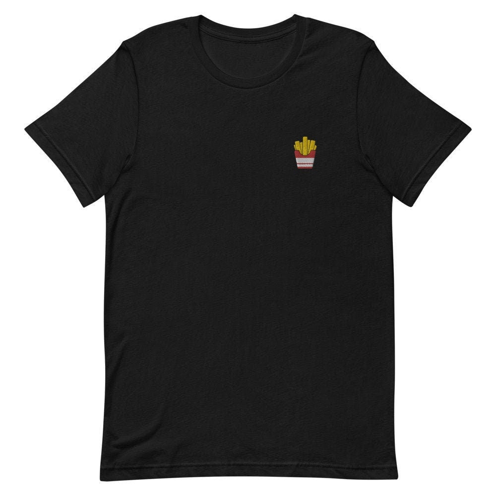 French Fry Embroidered Men's T-Shirt Gift for Boyfriend, Men's Short Sleeve Shirt - Multiple Colors