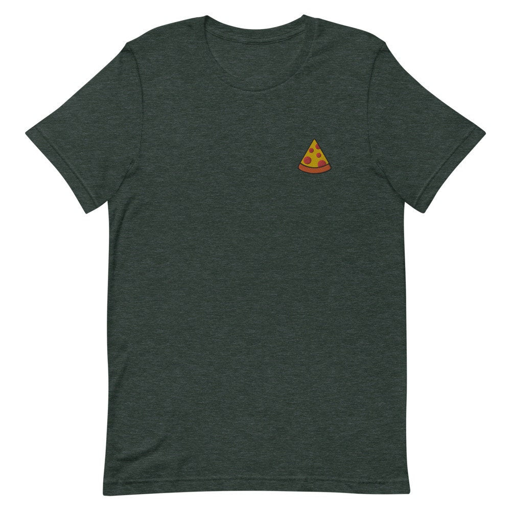 Slice of Pizza Embroidered Men's T-Shirt Gift for Boyfriend, Men's Short Sleeve Shirt - Multiple Colors
