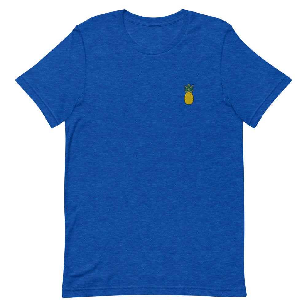 Pineapple Fruit Embroidered Men's T-Shirt Gift for Boyfriend, Men's Short Sleeve Shirt - Multiple Colors