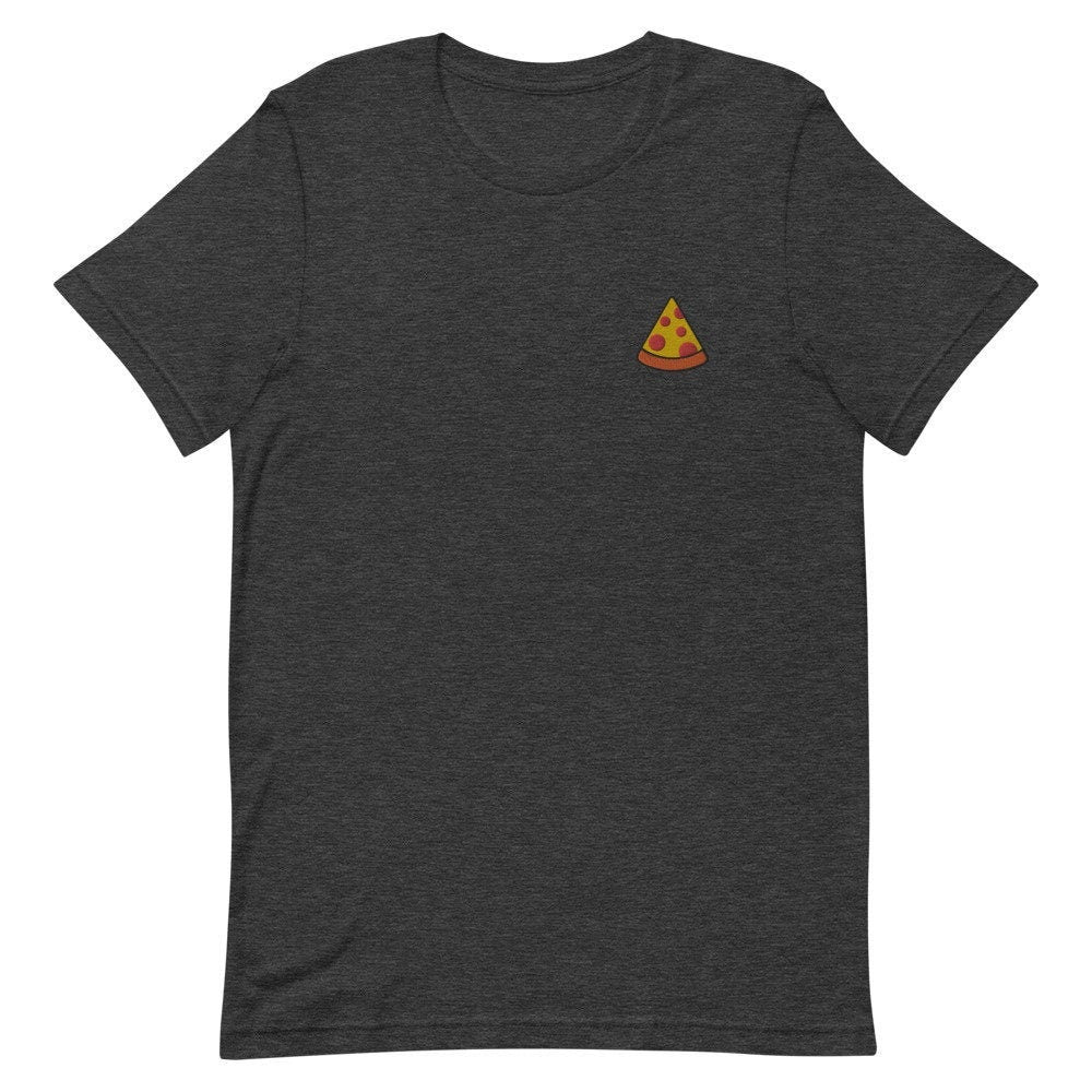 Slice of Pizza Embroidered Men's T-Shirt Gift for Boyfriend, Men's Short Sleeve Shirt - Multiple Colors