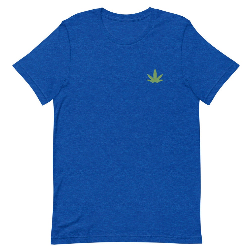 Marijuana Weed 420 Blaze Pot Leaf Embroidered Men's T-Shirt Gift for Boyfriend, Men's Short Sleeve Shirt - Multiple Colors