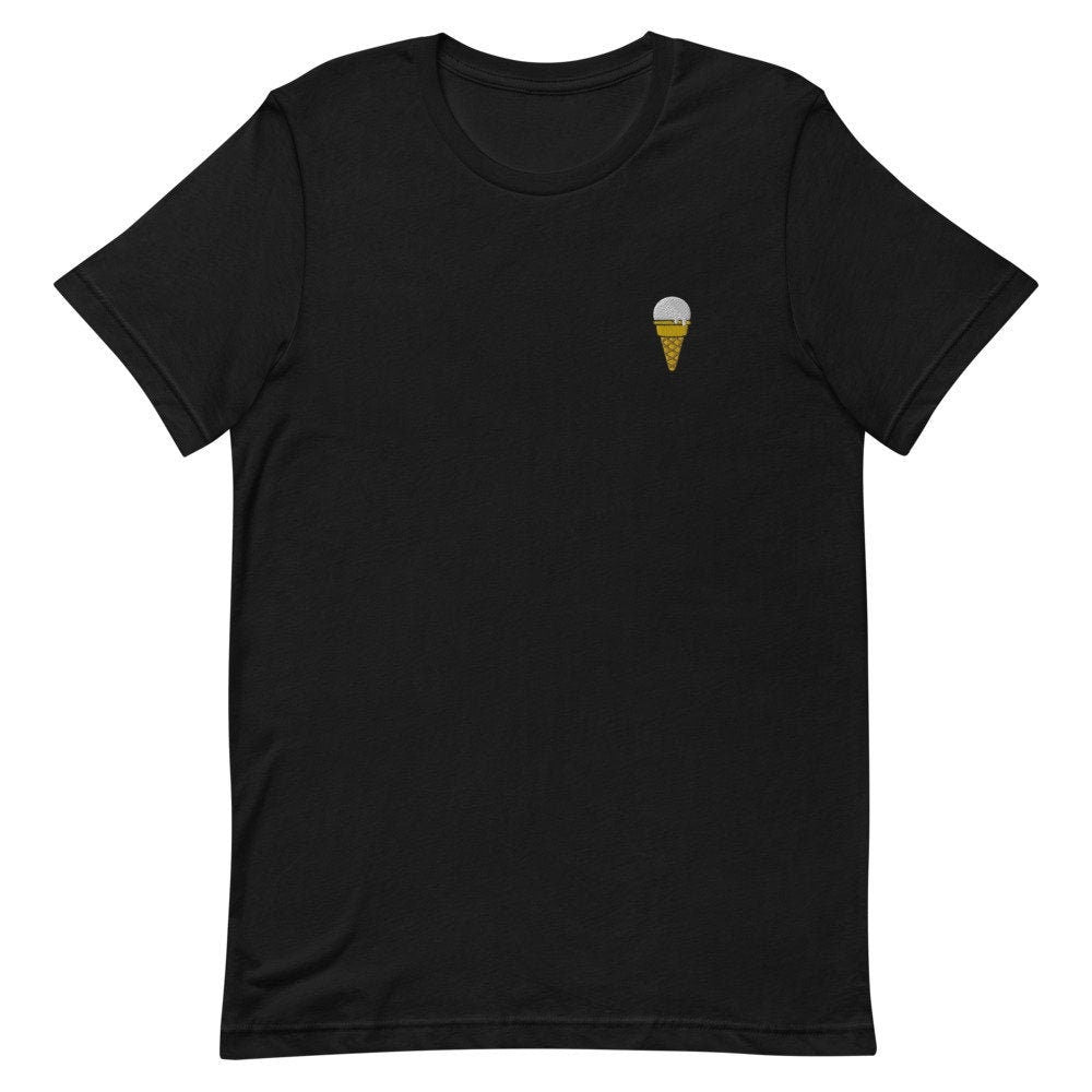 Vanilla Ice Cream Cone Embroidered Men's T-Shirt Gift for Boyfriend, Men's Short Sleeve Shirt - Multiple Colors