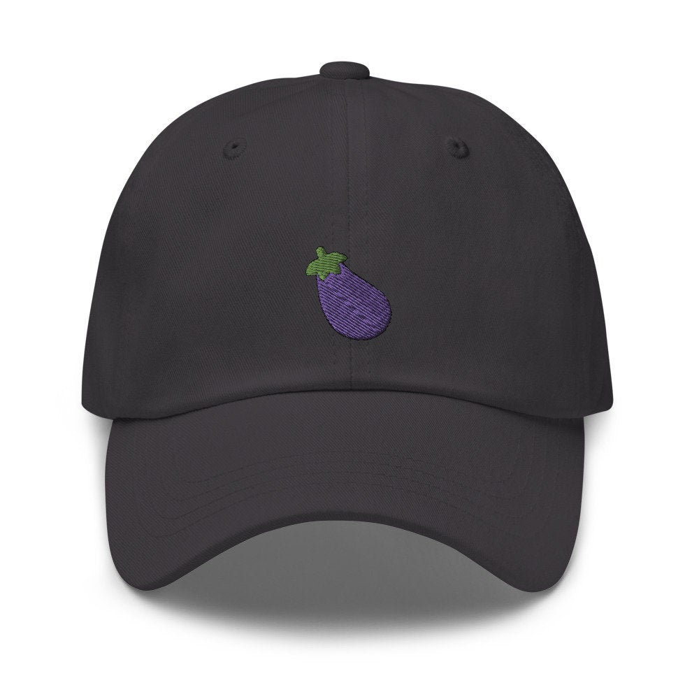 Eggplant Emoji Embroidered Dad Hat