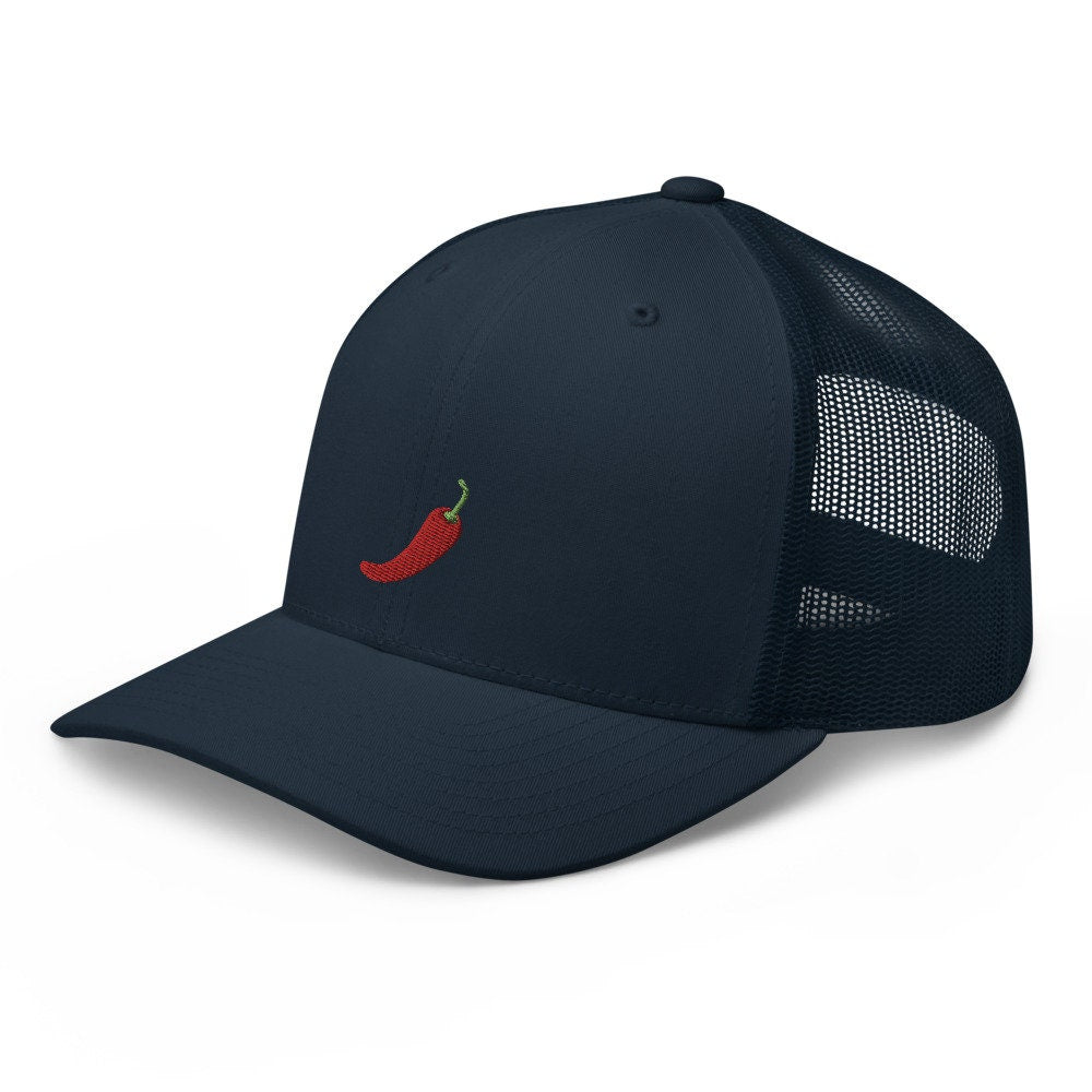 Red Chili Pepper Embroidered Trucker Hat, Mesh Cap Gift