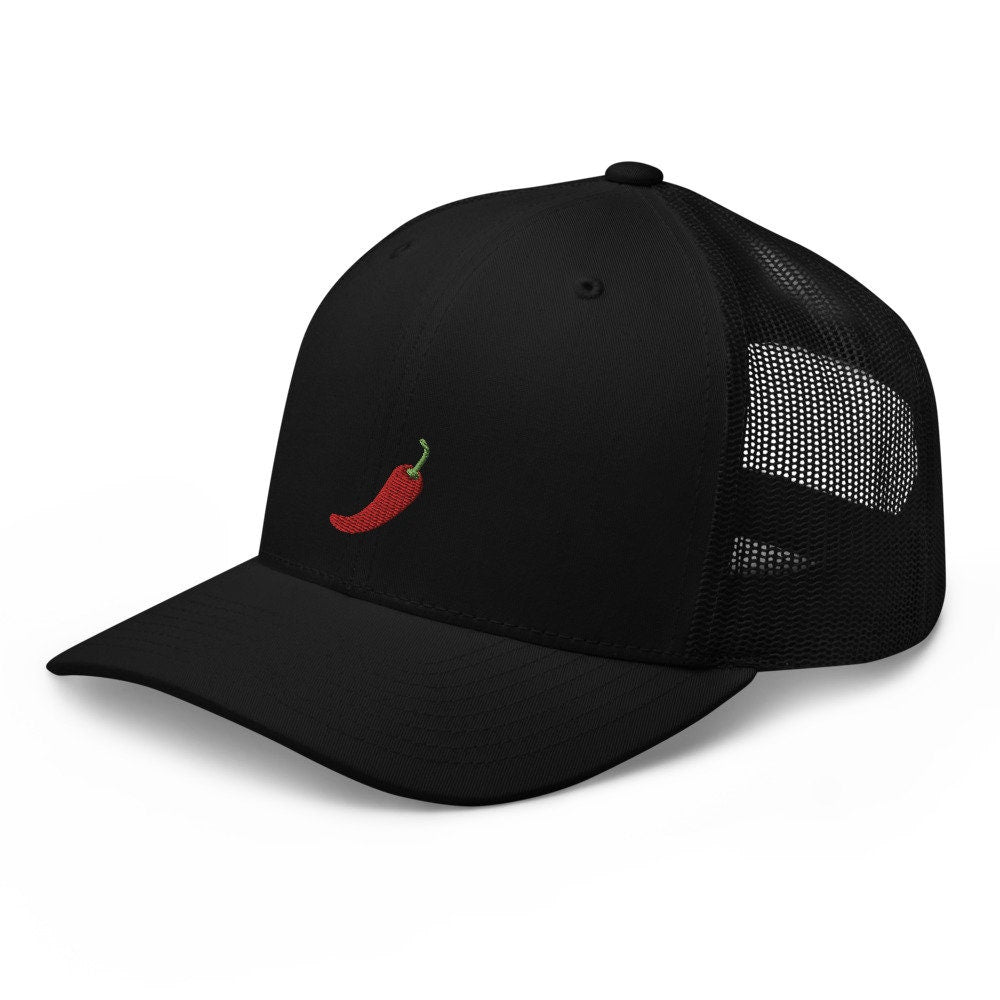Red Chili Pepper Embroidered Trucker Hat, Mesh Cap Gift