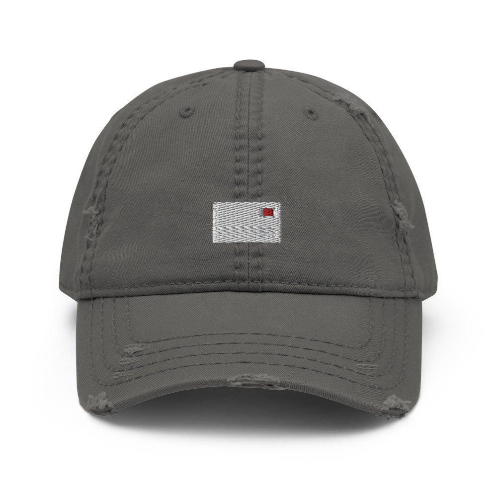 Mail Letter Embroidered Distressed Dad Hat, Frayed Cap Gift