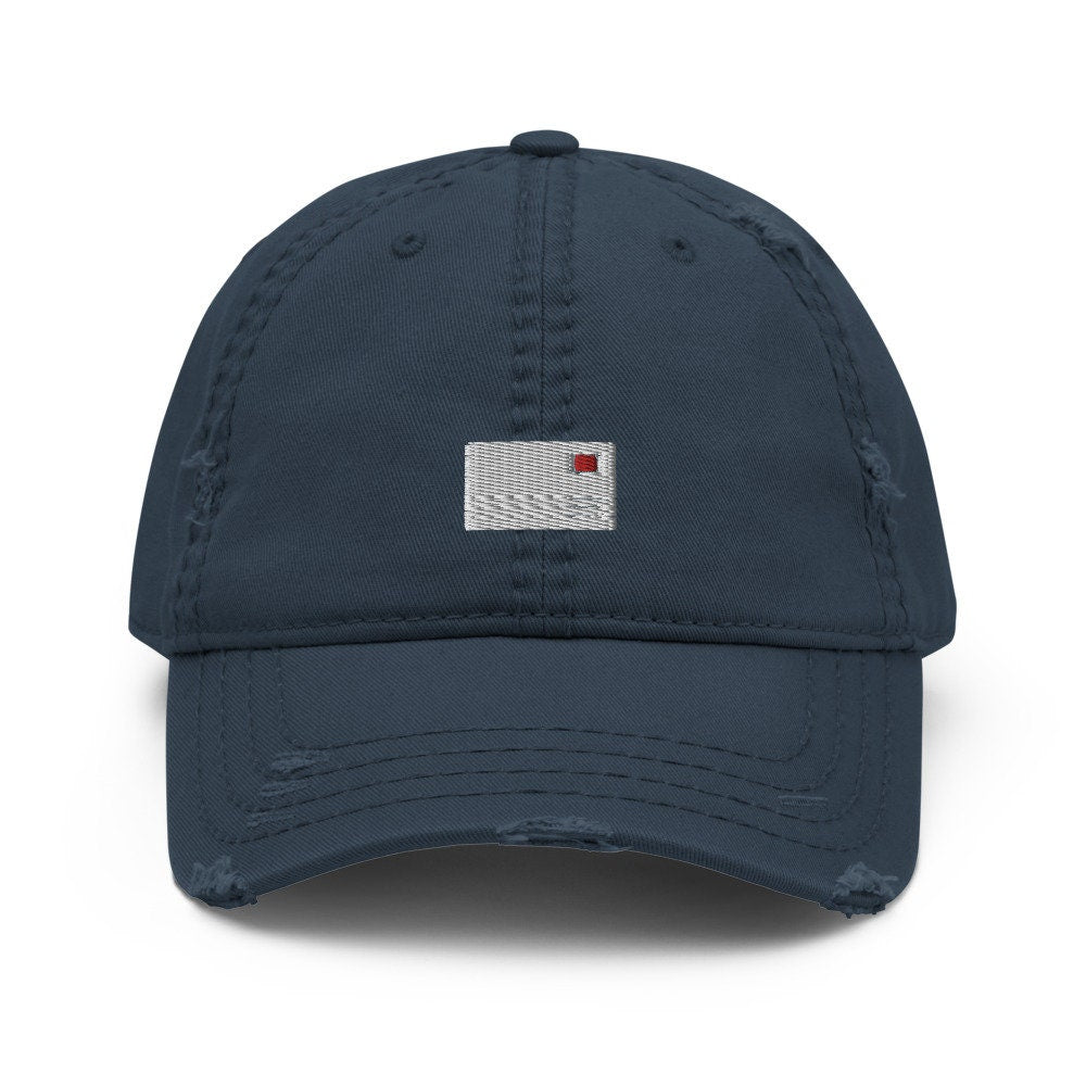 Mail Letter Embroidered Distressed Dad Hat, Frayed Cap Gift