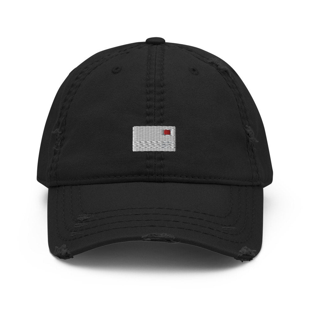 Mail Letter Embroidered Distressed Dad Hat, Frayed Cap Gift