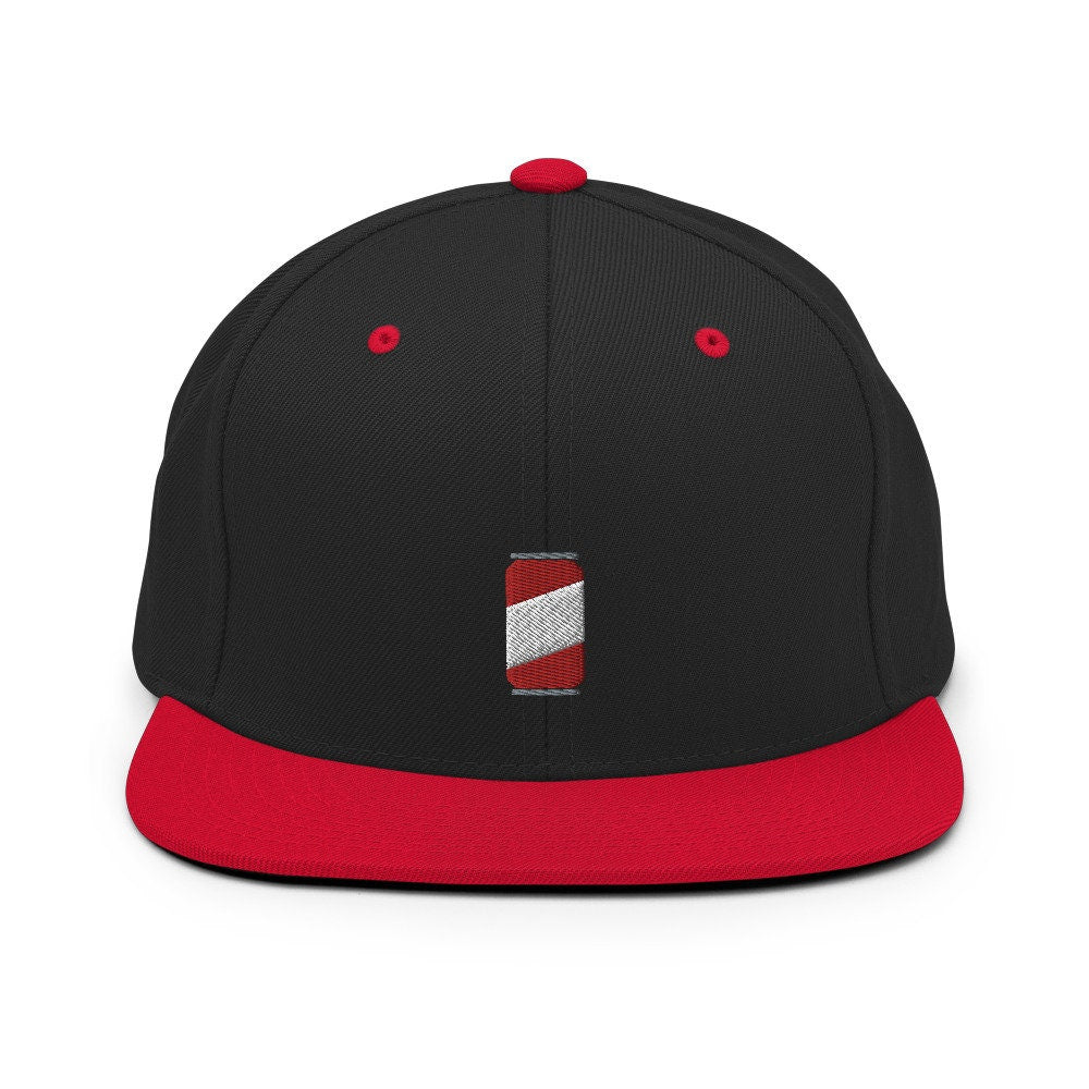 Classic Soda Can Embroidered Snapback Hat, Cap Gift, Embroidered Snapback Hat, Flat Bill Snapback