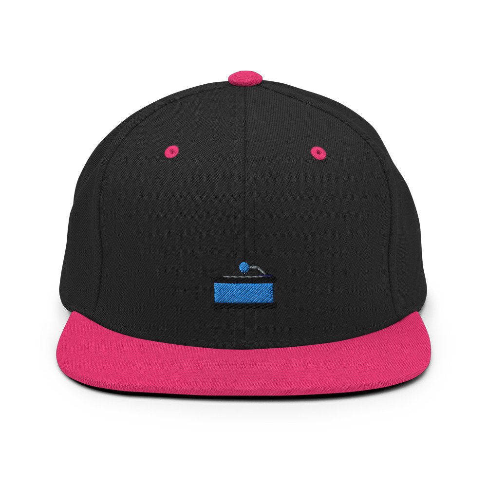 Vinyl Record Player Embroidered Snapback Hat, Cap Gift, Embroidered Snapback Hat, Flat Bill Snapback