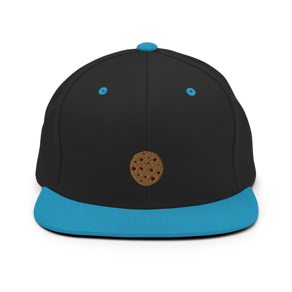 Chocolate Chip Cookie Embroidered Snapback Hat, Cap Gift, Embroidered Snapback Hat, Flat Bill Snapback