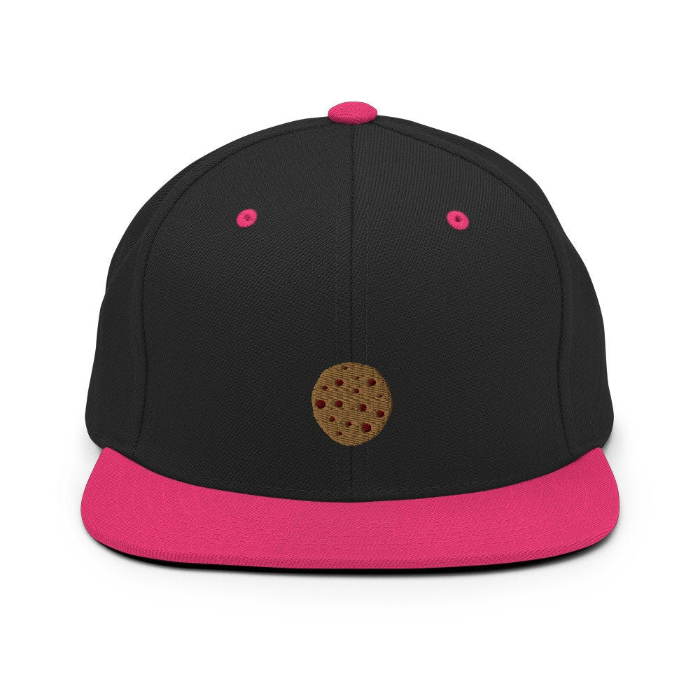 Chocolate Chip Cookie Embroidered Snapback Hat, Cap Gift, Embroidered Snapback Hat, Flat Bill Snapback