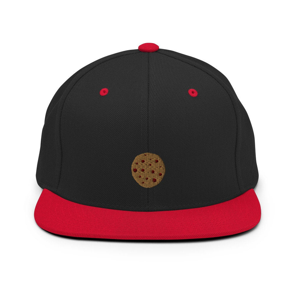 Chocolate Chip Cookie Embroidered Snapback Hat, Cap Gift, Embroidered Snapback Hat, Flat Bill Snapback