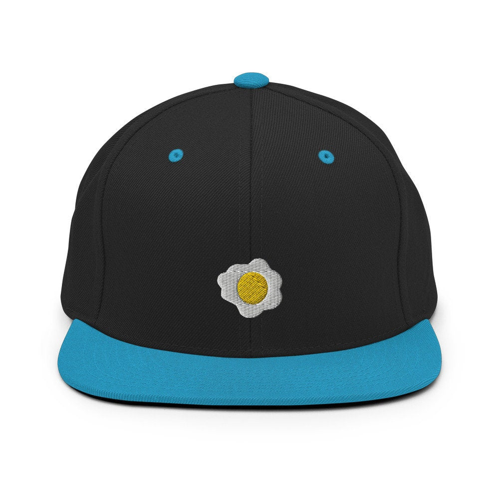 Sunny-Side Up Egg Embroidered Snapback Hat, Cap Gift, Embroidered Snapback Hat, Flat Bill Snapback
